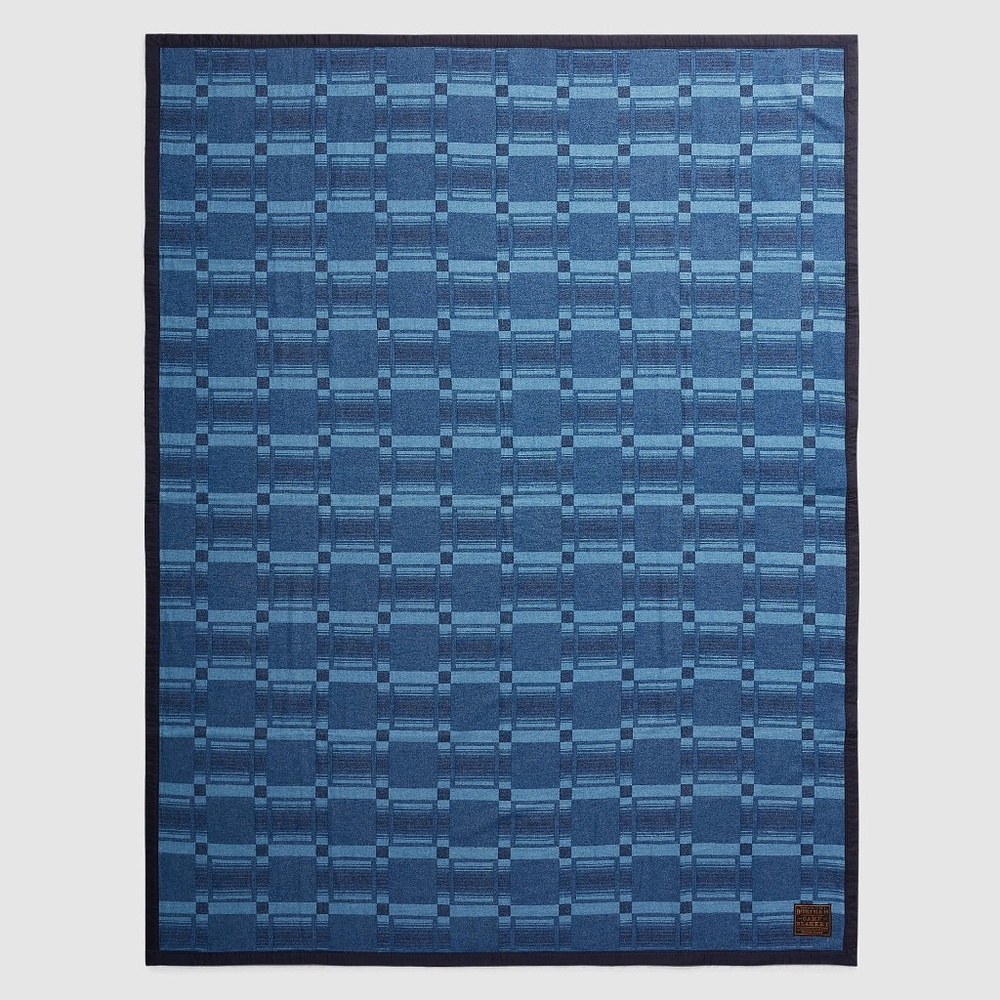 RRL® Ralph Lauren Indigo Blue Jacquard Western Camp Throw Blanket - Picture 3 of 4